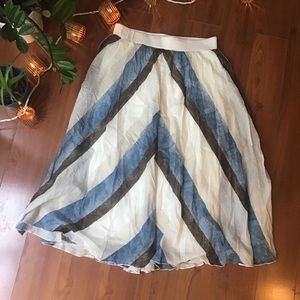 Chico’s silk layered chevron print midi skirt